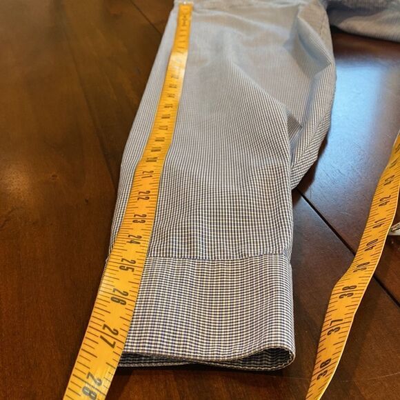 Calvin Klein Men’s Blue Checked Button Up Shirt Size 17.5 Old Money - Picture 10 of 10